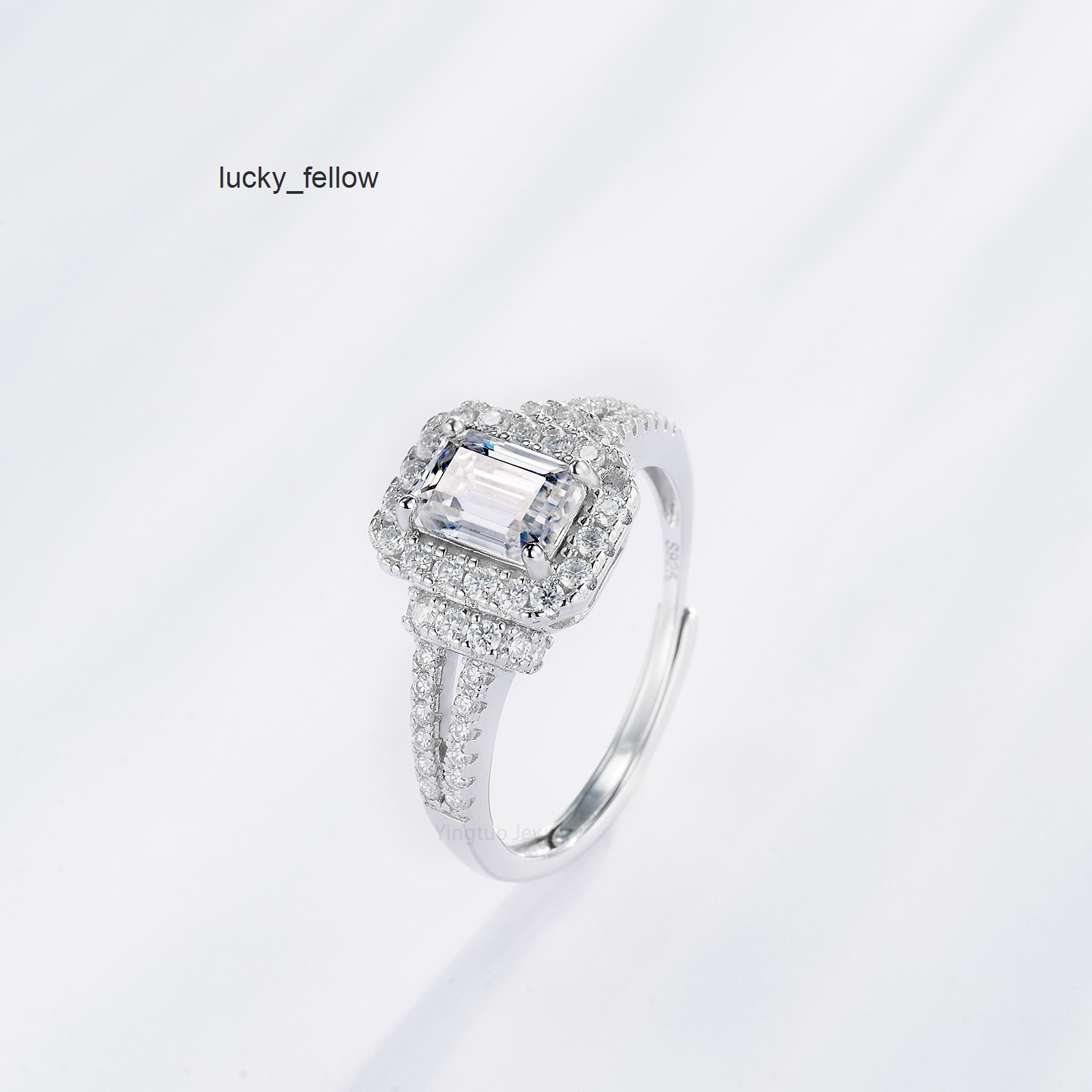 Wholesale Price Fancy Color 925 Silver Moissanite Jewelry Luxury Style Ring With GRA Certificate