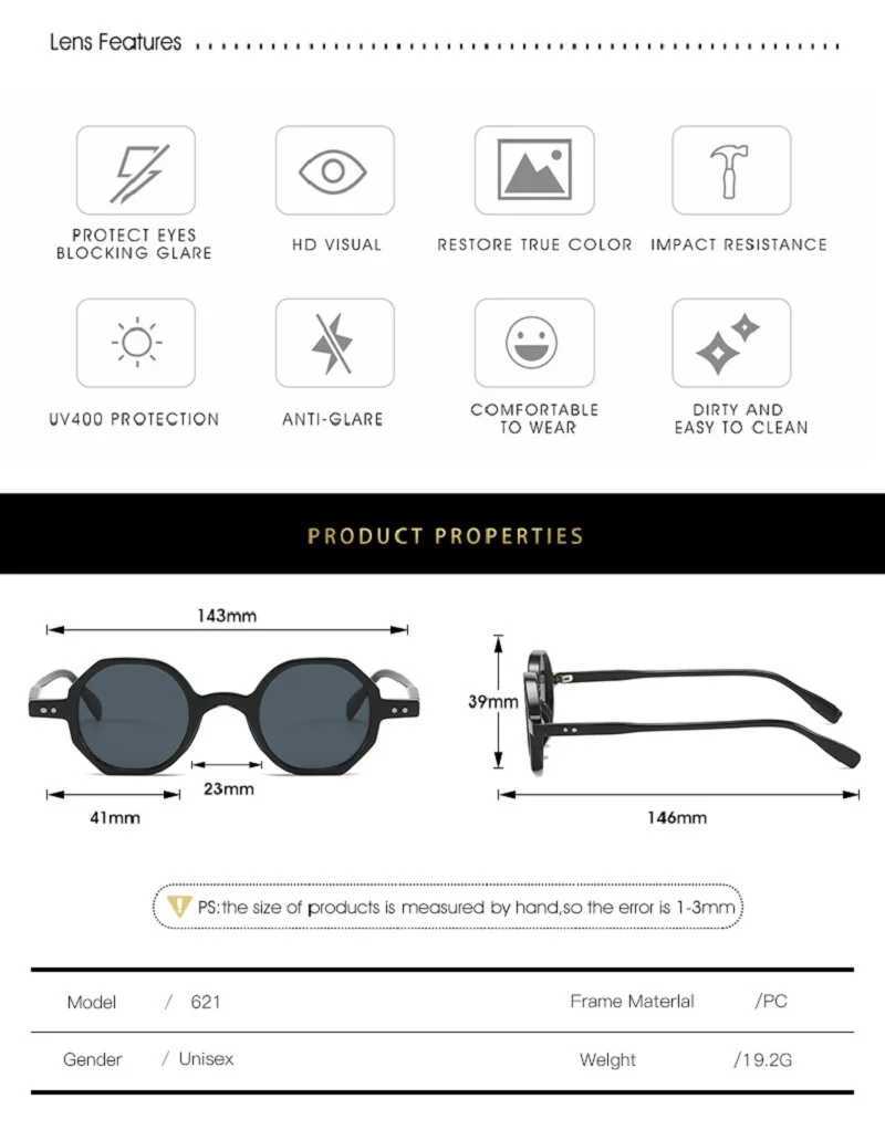 KLASSNUM Classic Vintage Sunglasses Men Small Round Retro Punk Ocean Color Sun Glasses Gradient Clear Lens UV400 Driving Eyewear Z250411