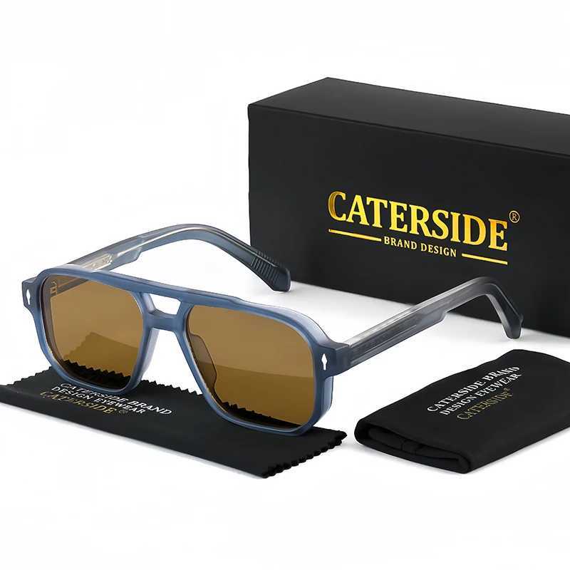 CATERSIDE Vintage Punk Sunglasses Men Flat Top Double Bridges High Quality Sun Glasses Women Travel Party Festival Eyeglasses Z250411
