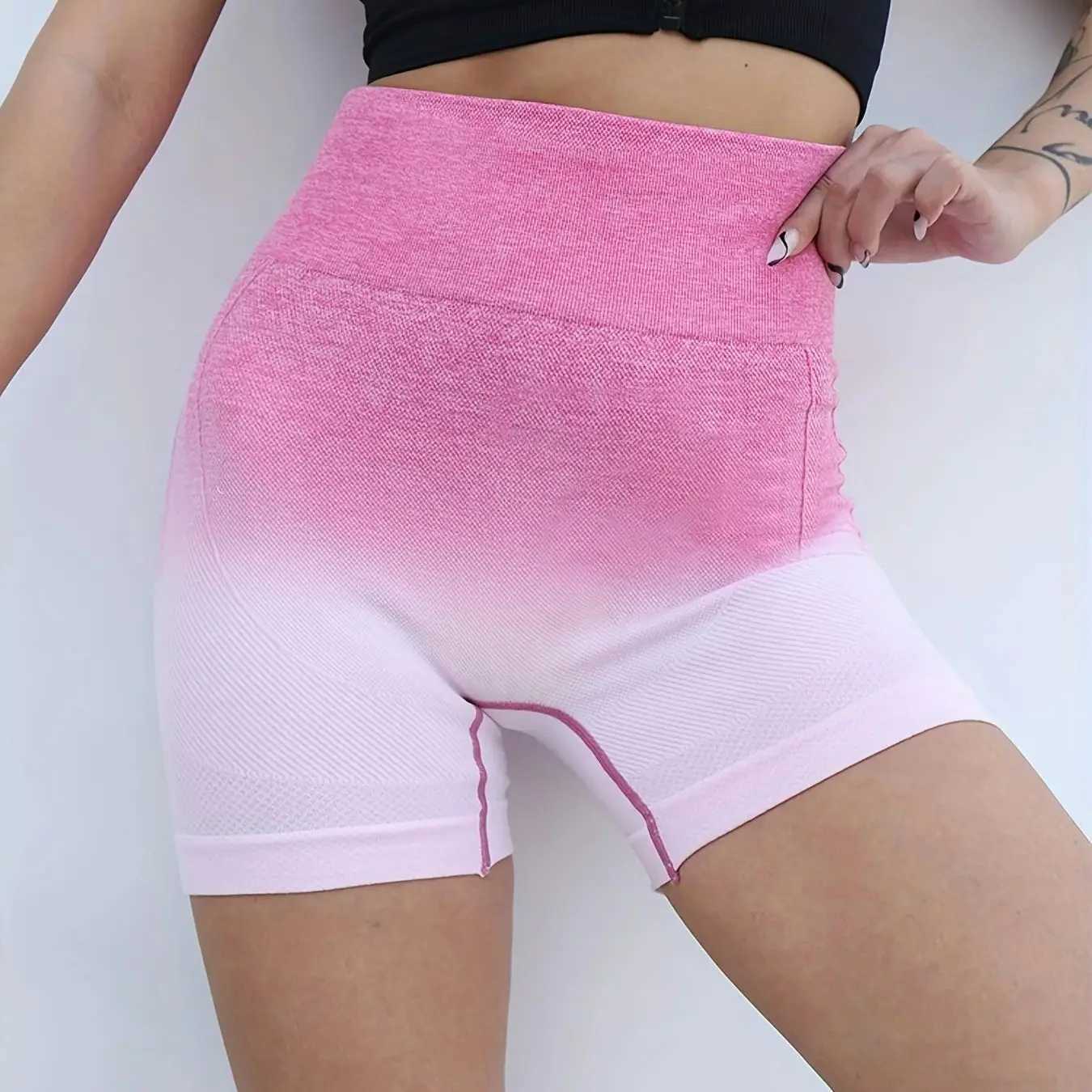 Fashion graduate student hanging dyed peach buttocks lifting tight seamless running fitness exercise yoga shorts summer women Y250412