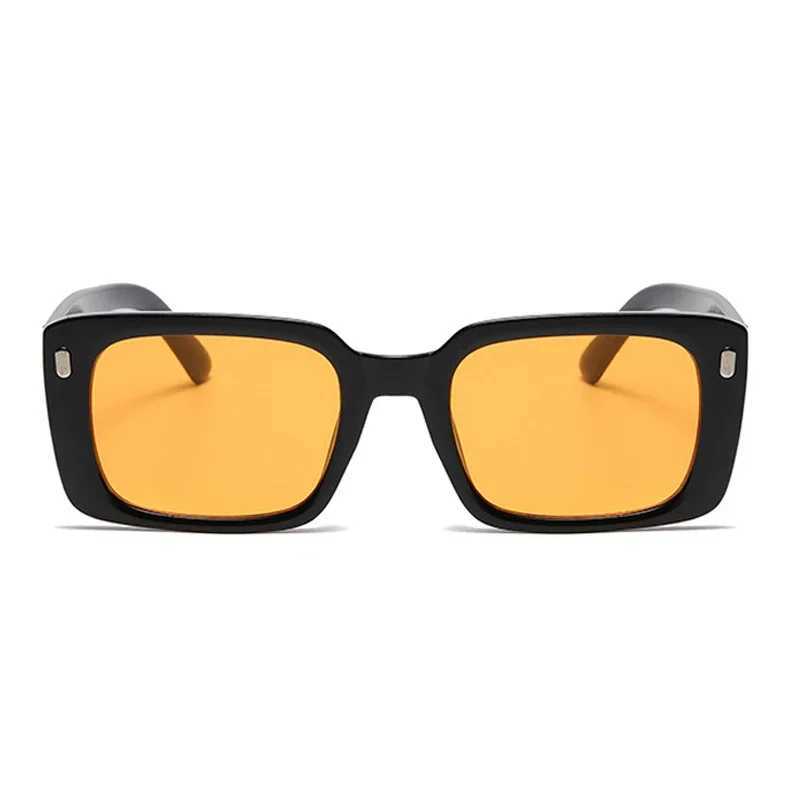 Vintage Rivet Square Sunglasses Woman Brand Designer Personality Sun Glasses Female Fashion Orange Retro Oculos De Sol Z250411
