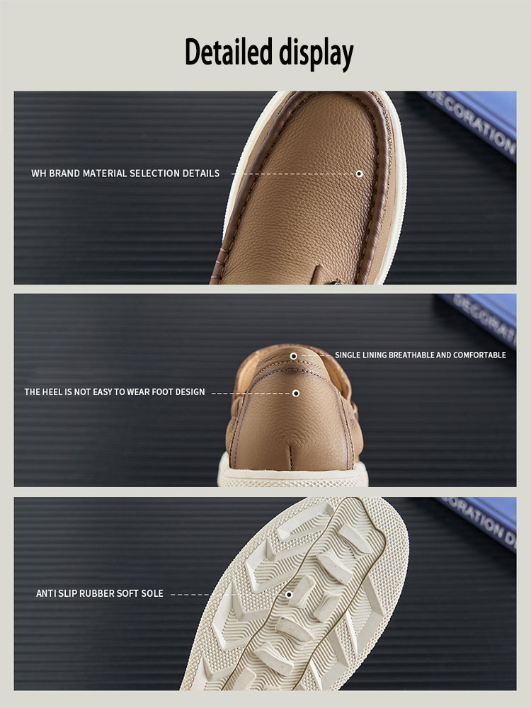 Head layer cowhide men's shoes 2025 summer new Lefou shoes leather commuting lazy one foot stirrup casual leather shoes single shoes