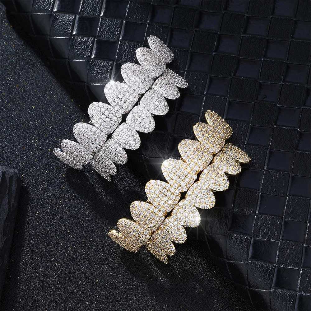 D Z Fashion Dental Grill Set Suitable for Women Full Bright Micro Zircon Copper Top and Bottom Teeth Grill Hip Hop Fashion Jewelry W250412