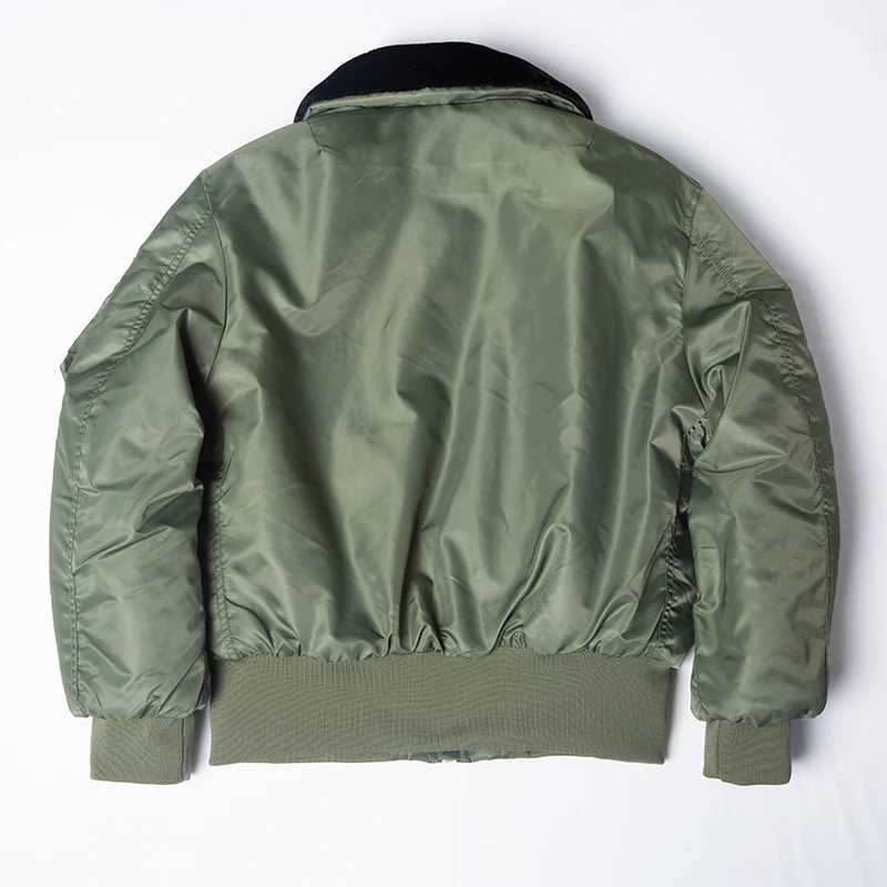 Fashion B15 fur collar winter thick nylon flight jacket WW2 mens bomber jackets Y251111