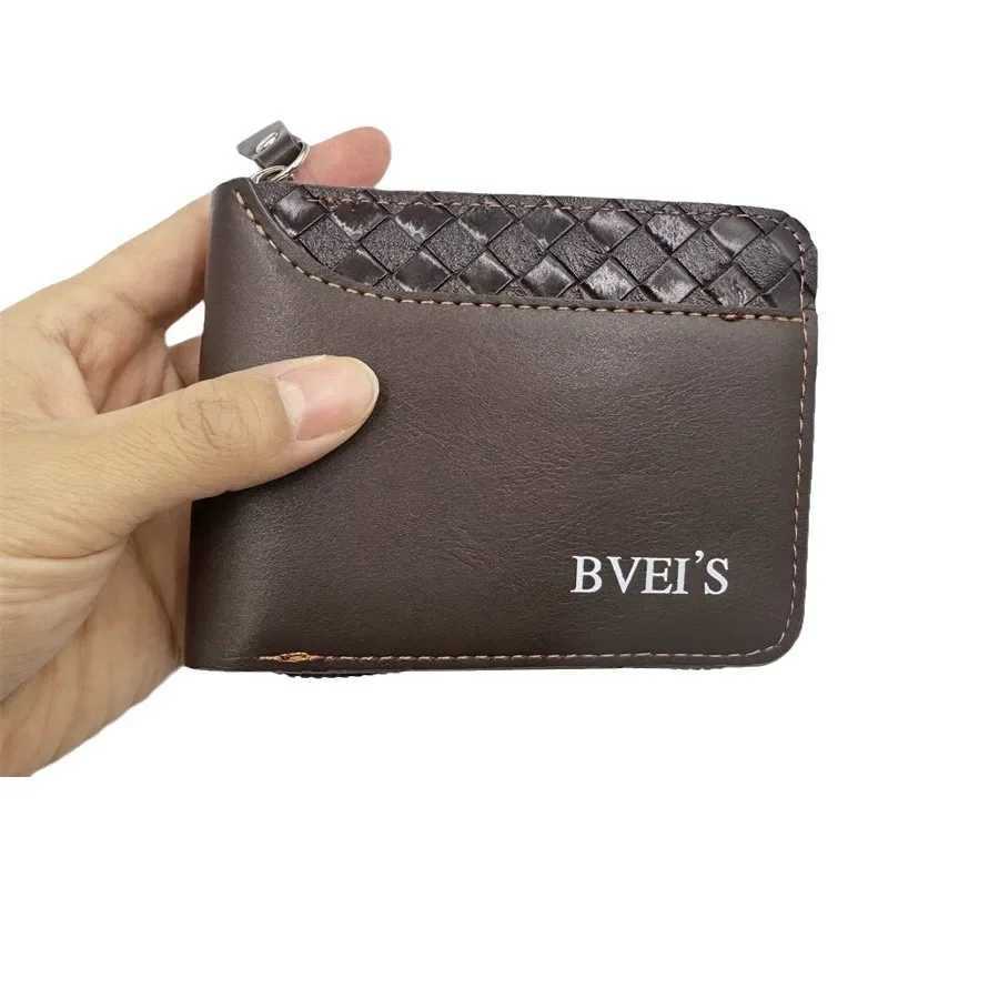 1 piece of leather mens wallet mens wallet mens zipper card holder with coin pocket Rfid wallet mens money bag gift Z250411