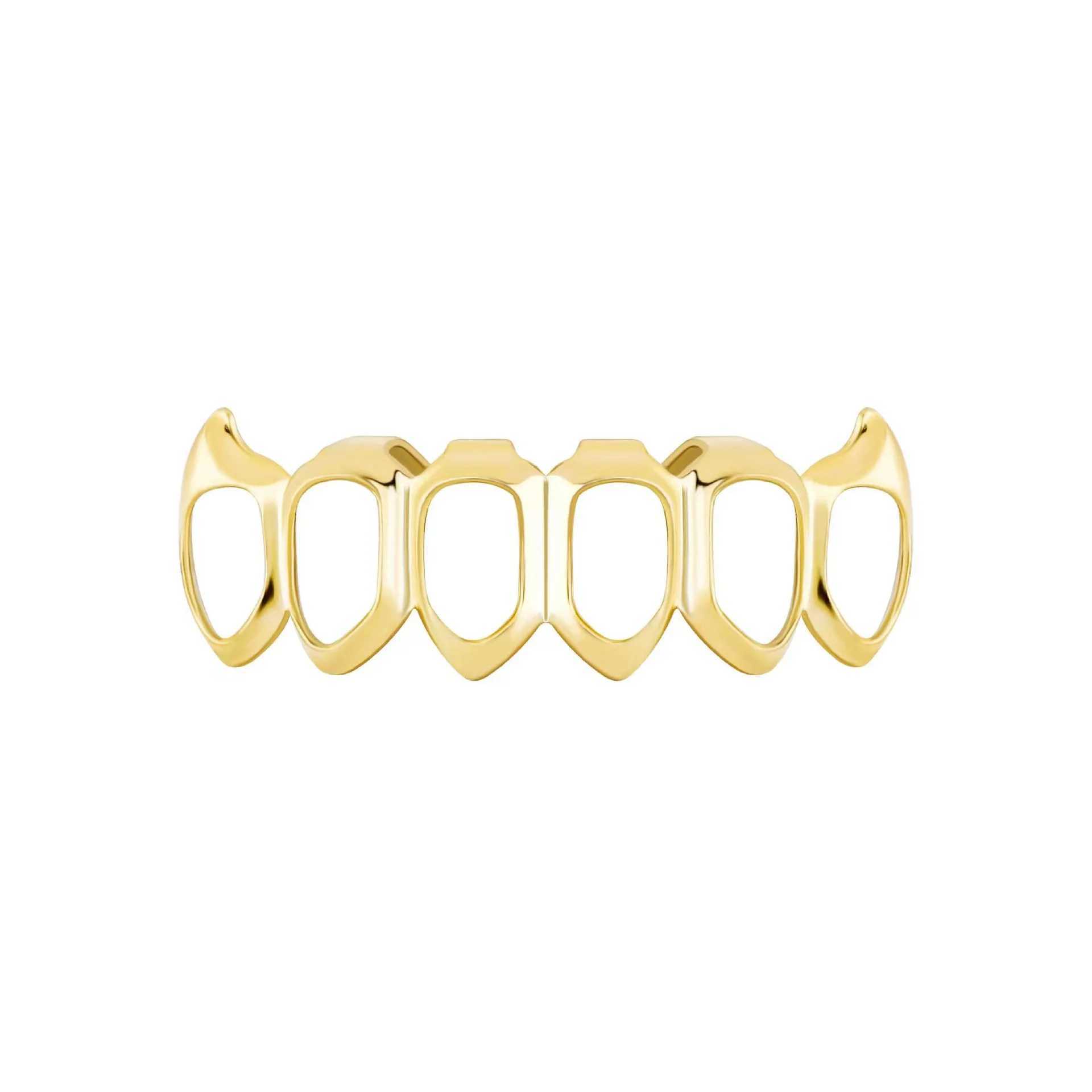 18K gold-plated hip-hop teeth Grilz hollow gold teeth Grills perfect Halloween mens accessories W250412