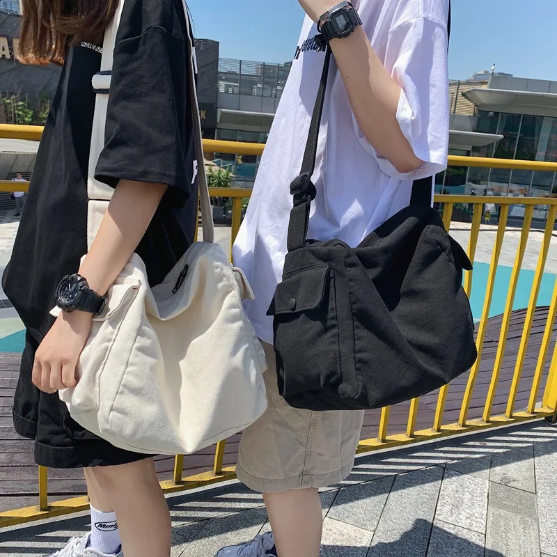 Canvas Cross Body Messenger Bag School Backpack Outdoor Travel Bag suitable for teenage students large capacity 250411