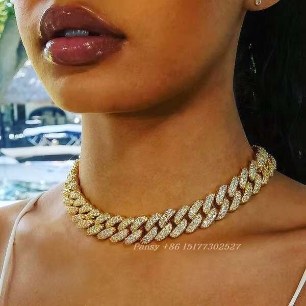 Fancy Jewelry GRA Certified 925 Sterling Silver VVS Moissanite Cuban Link Chain