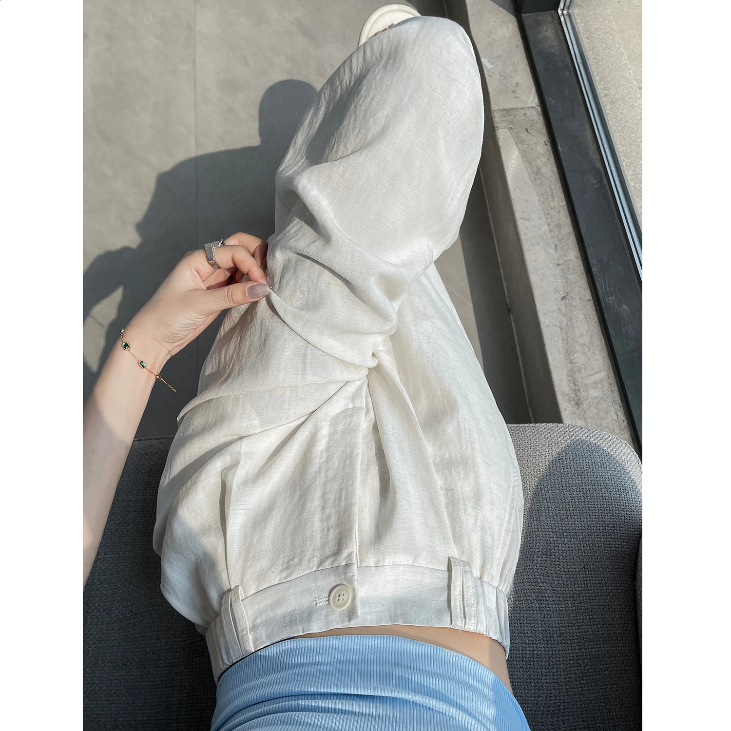 Cotton and Linen Womens Wide Leg Full Pants High Waist Summer Female Elegant Minimalism Straight Loose Trousers Autumn 250411