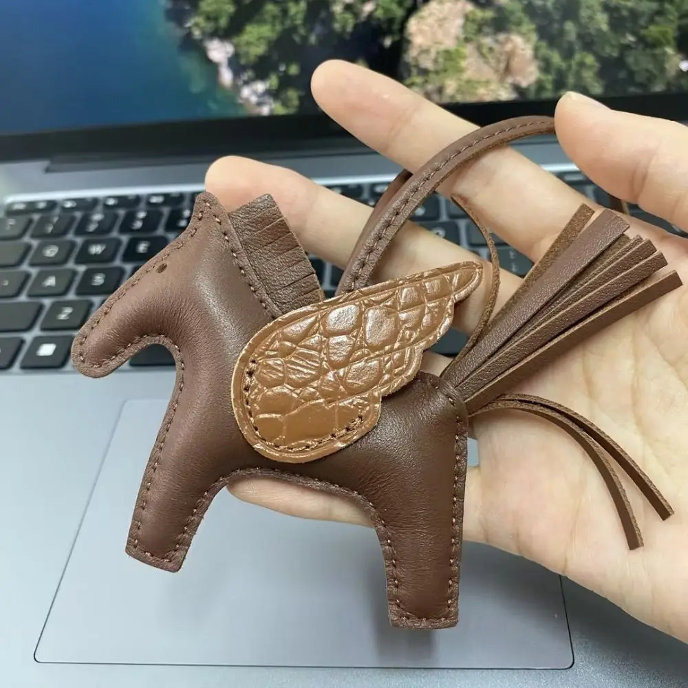 Genuine Leather Premium Lamb Leather Croc-Embossed Pegasus Charm Pendant - Bag Accessory Bag Charm 251110
