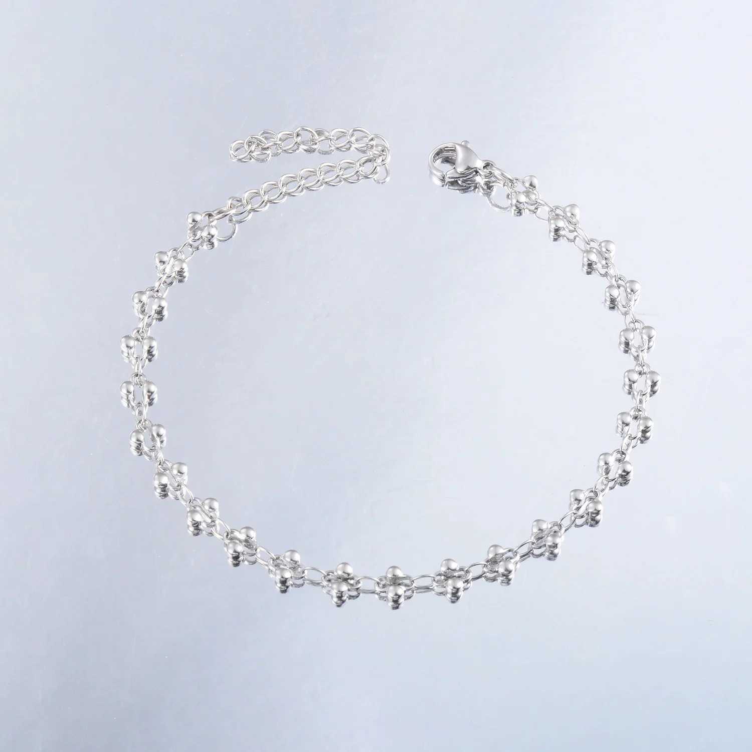 Flower Shape Stainless Steel Bracelet Gold And Sliver Color Cross Pattern Handmade Chain For Women Jewery GiftC250411