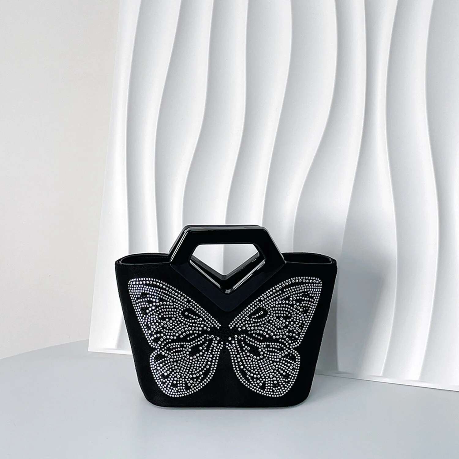 Butterfly Shape Crystal Evening Acrylic Basket Bag Top Handle Purse Women Rhie Handbag Wedding Party Clutch For Ladies