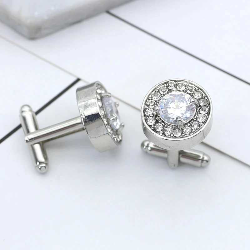 Mens small round cufflinks purple crystal luxurious high-quality French shirt cufflinks mens jewelry giftsT250412
