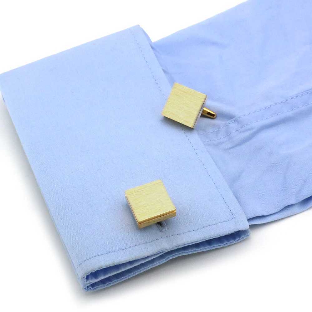 Four color options for gold square cufflinks metal wire brushed brass material mens wedding cufflinks wholesale and retailT250412