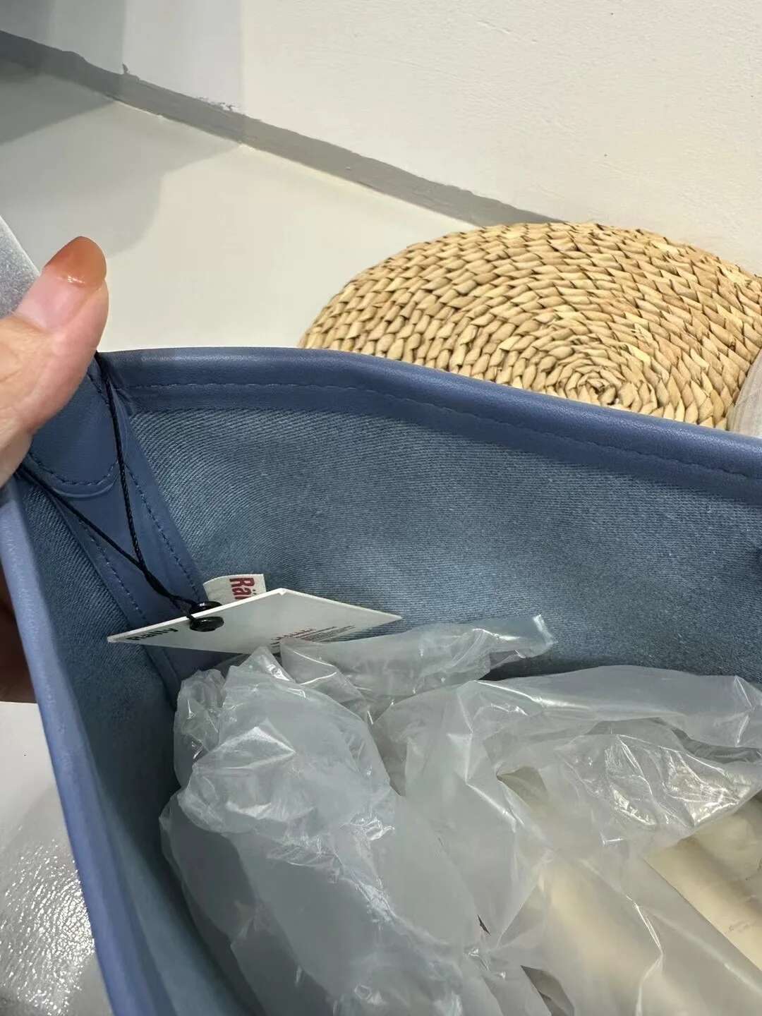 New Fashion Ladies Basket Large Capacity Tote For Female Women's Retro Blue Contrast Color Shoulder Bag