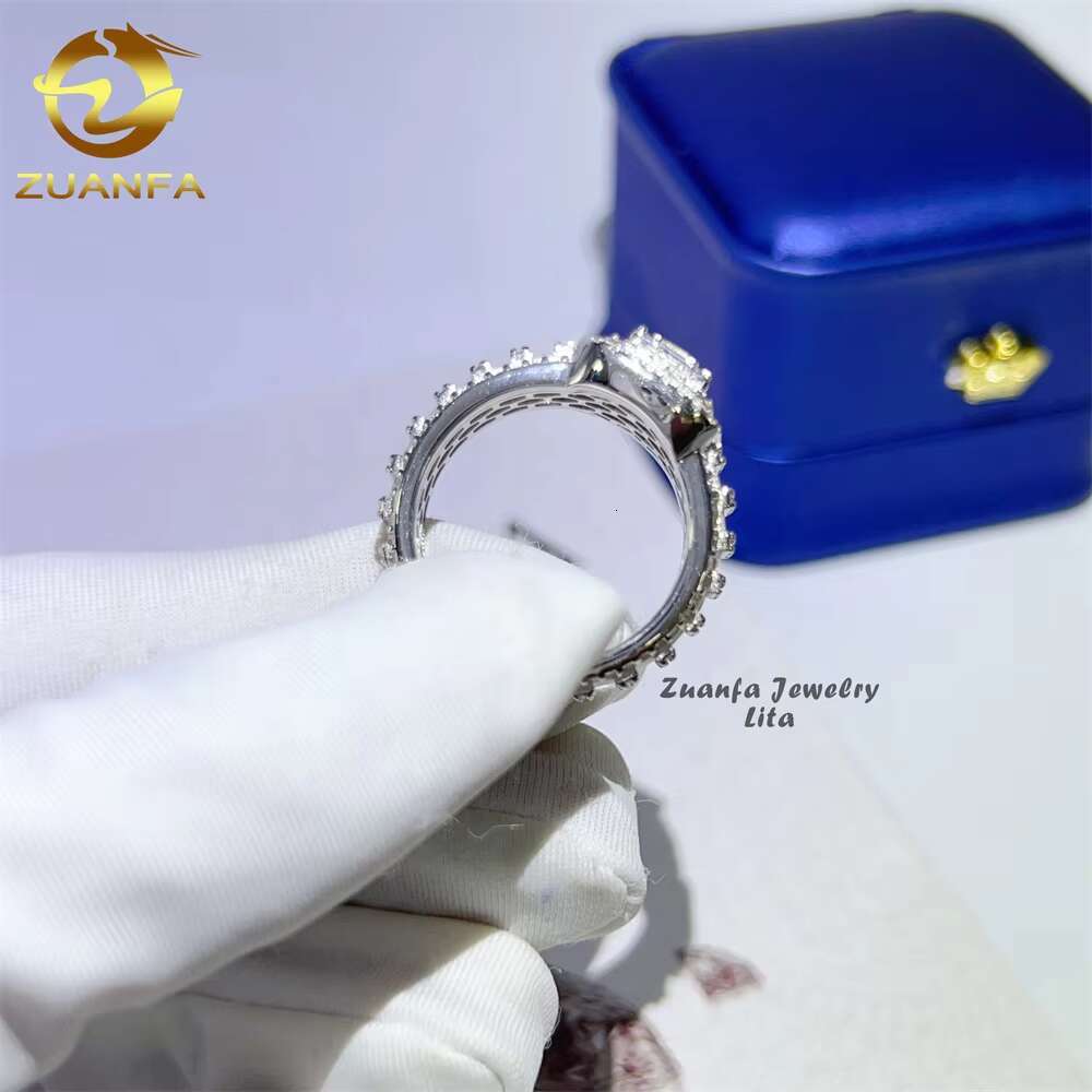 Bling Fashion Iced Out Wedding baguette Vvs Moissanite 925 Sterling Silver Men Diamond Ring