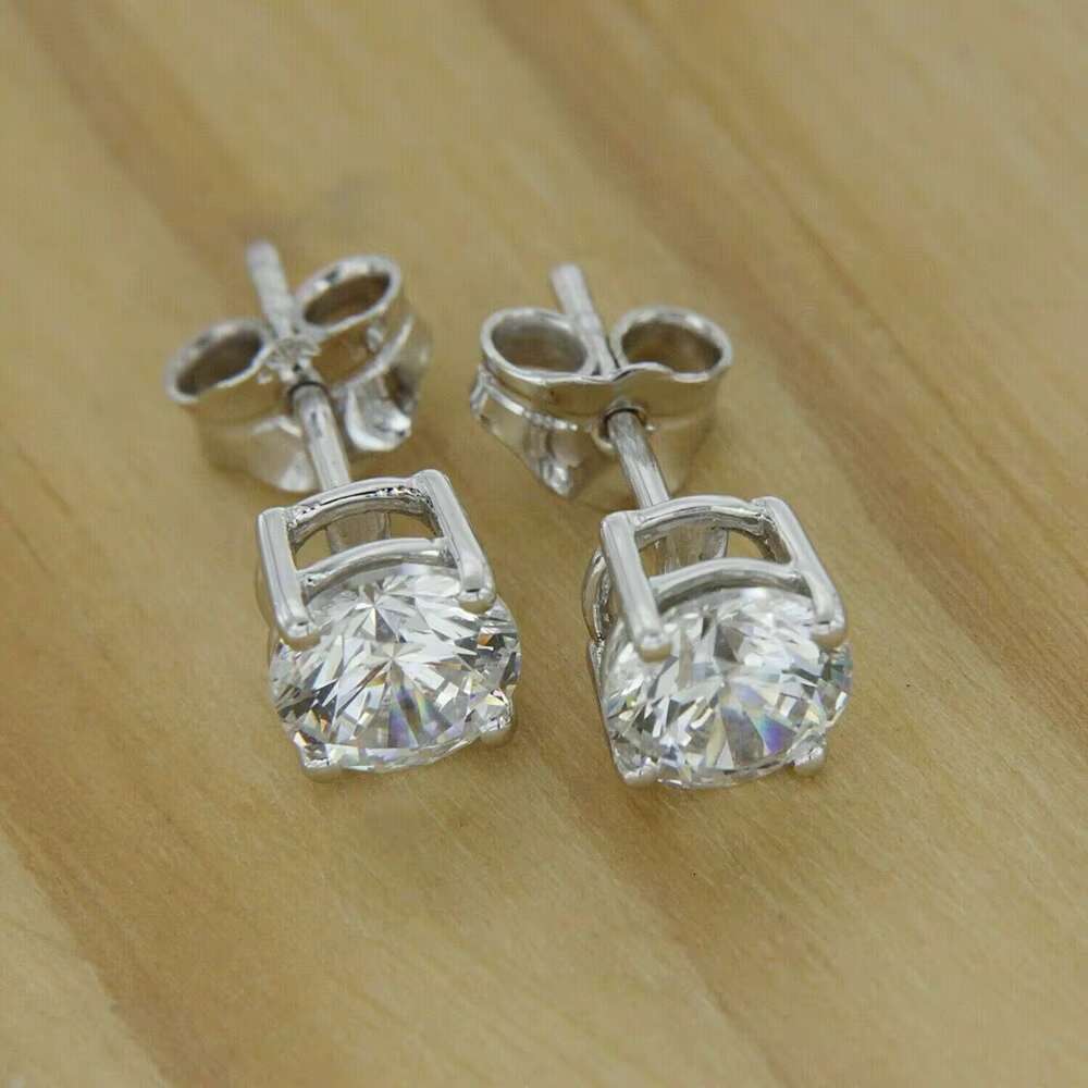 Wholesale Real Diamond Earring Factory Price 10K 14K 18K Solid Gold Round Cut Moissanite Stud Earrings for Men Women