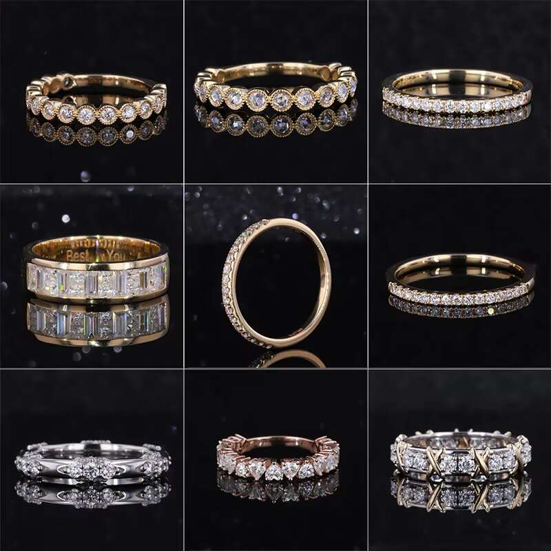 Starsgem Moissanite Y Diamante Anillo comfort Fit Band Rings Stargem Full Eternity Oval Moissanite Eternity Band