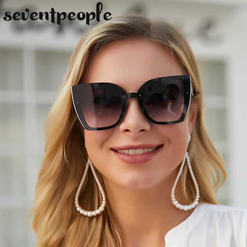 Oversized Cat Eye Sunglasses Women Big Frame 2025 Luxury Brand Fashion Square Sun Glasses for Ladies Retro Trendy Cateye EyewearC250411