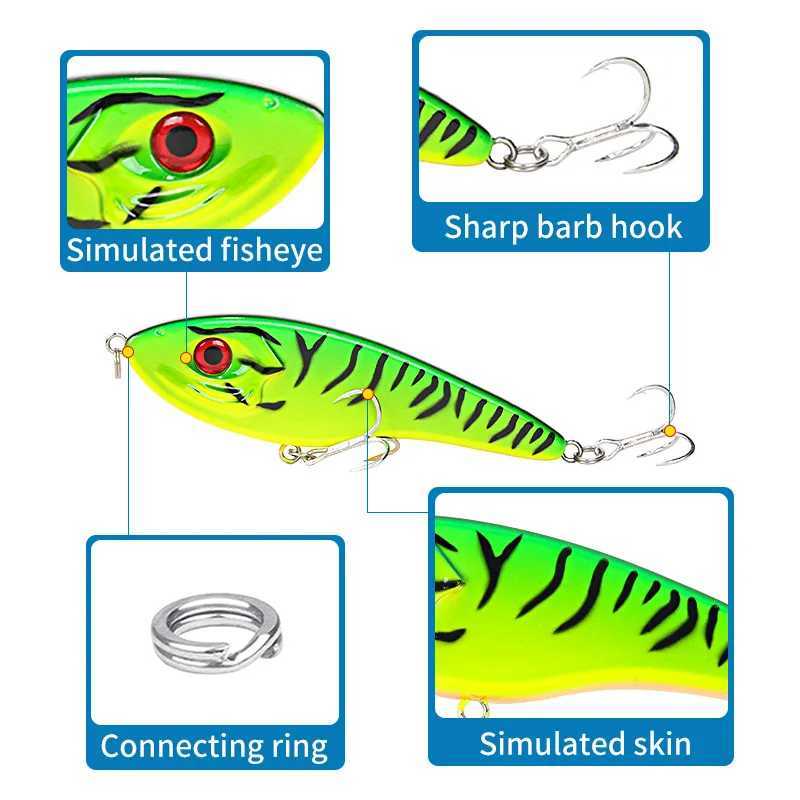 1Pcs JerkBait Pike Bass Fishing Lure Tackle Big VIB 180mm 55g Slow Sinking Artificial Hard Bait Rattle Accessories Bass Z250411
