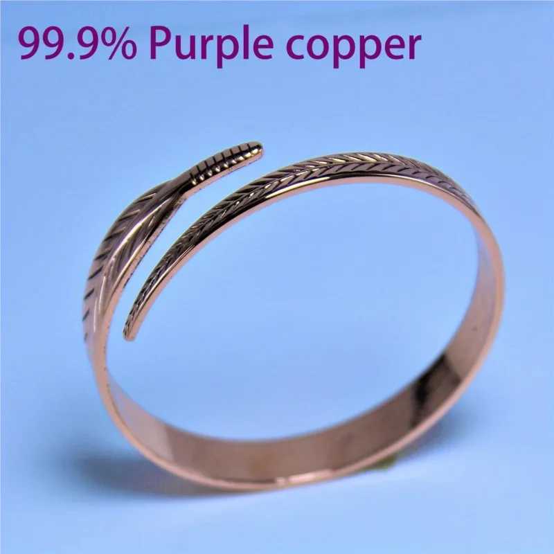 Vintage Pure Cooper Feather Wing Cuff Bangle for Men Women Fashion Punk Style Wristlet Party Jewelry GiftsC250411