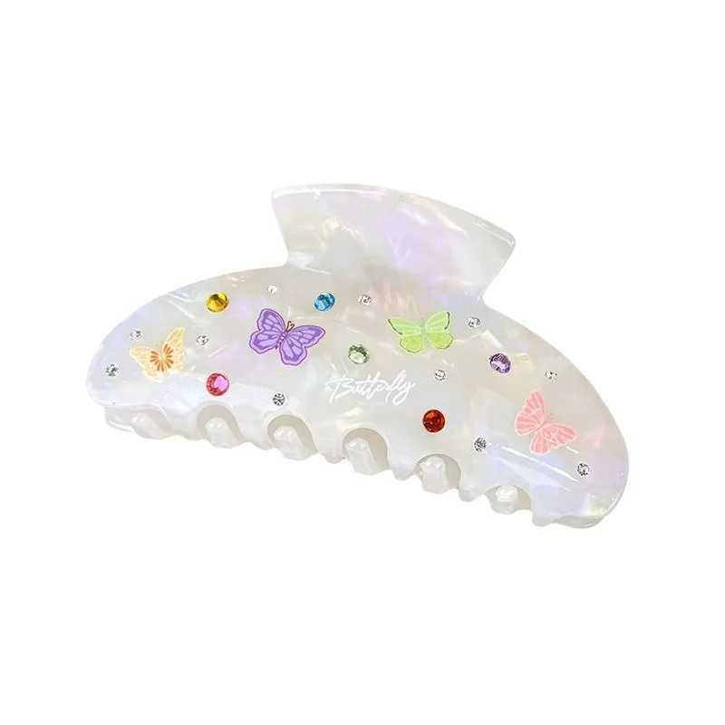 1 elegant acrylic hair clip with rhinestone butterfly - tight grip suitable for thick curly hair Y2504012