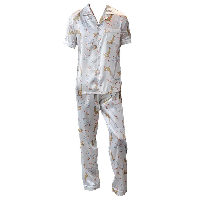 Two piece mens sleepwear summer shorts sleepwear pattern printed home clothing sleepwear set 250411