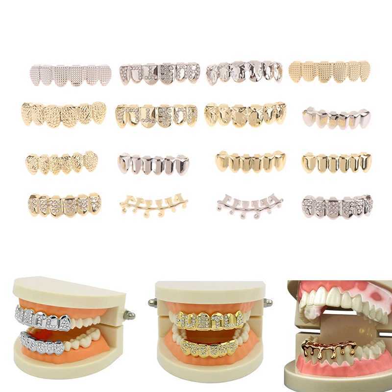 Tooth scrub set suitable for unisex top bottom mouth gold silver tooth scrub tooth cover removable dental fashion jewelry W250412