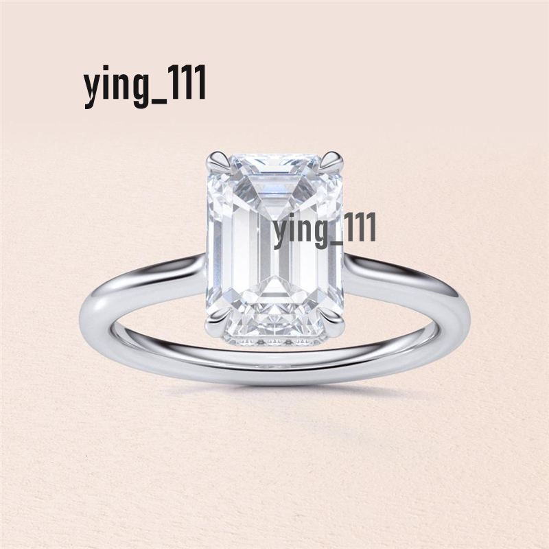 Jewelry 3 Carat Emerald Cut Lab Diamond Engagement Ring Hidden Halo 18K Yellow Gold Solitaire Emerald Diamond For Women Wedding