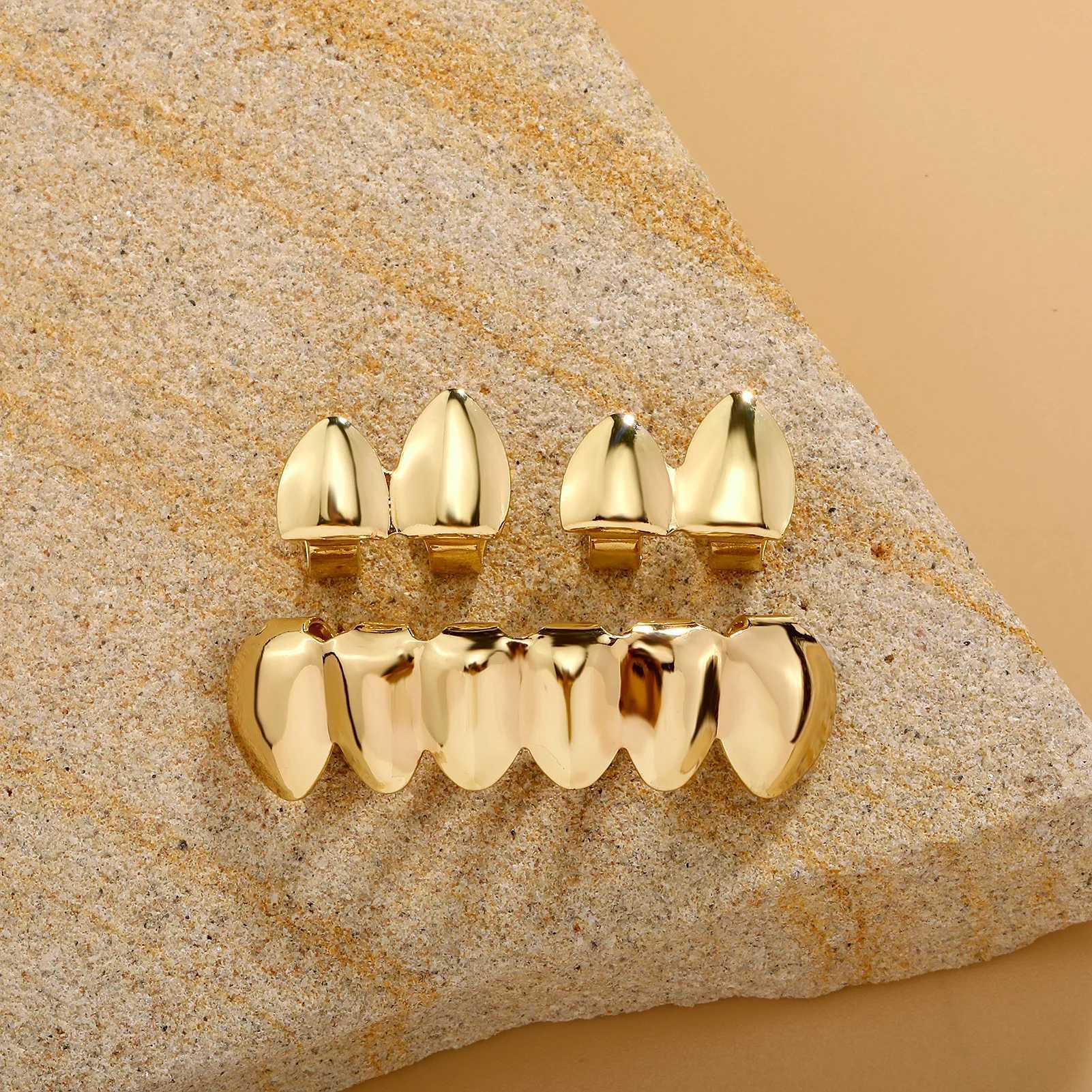 Rachelz DIY Glossy Teeth Grilz Hip Hop Gold Silver Top Bottom Tooth Cap Suitable for Women Men Jewelry Halloween Role Playing Gifts W250412