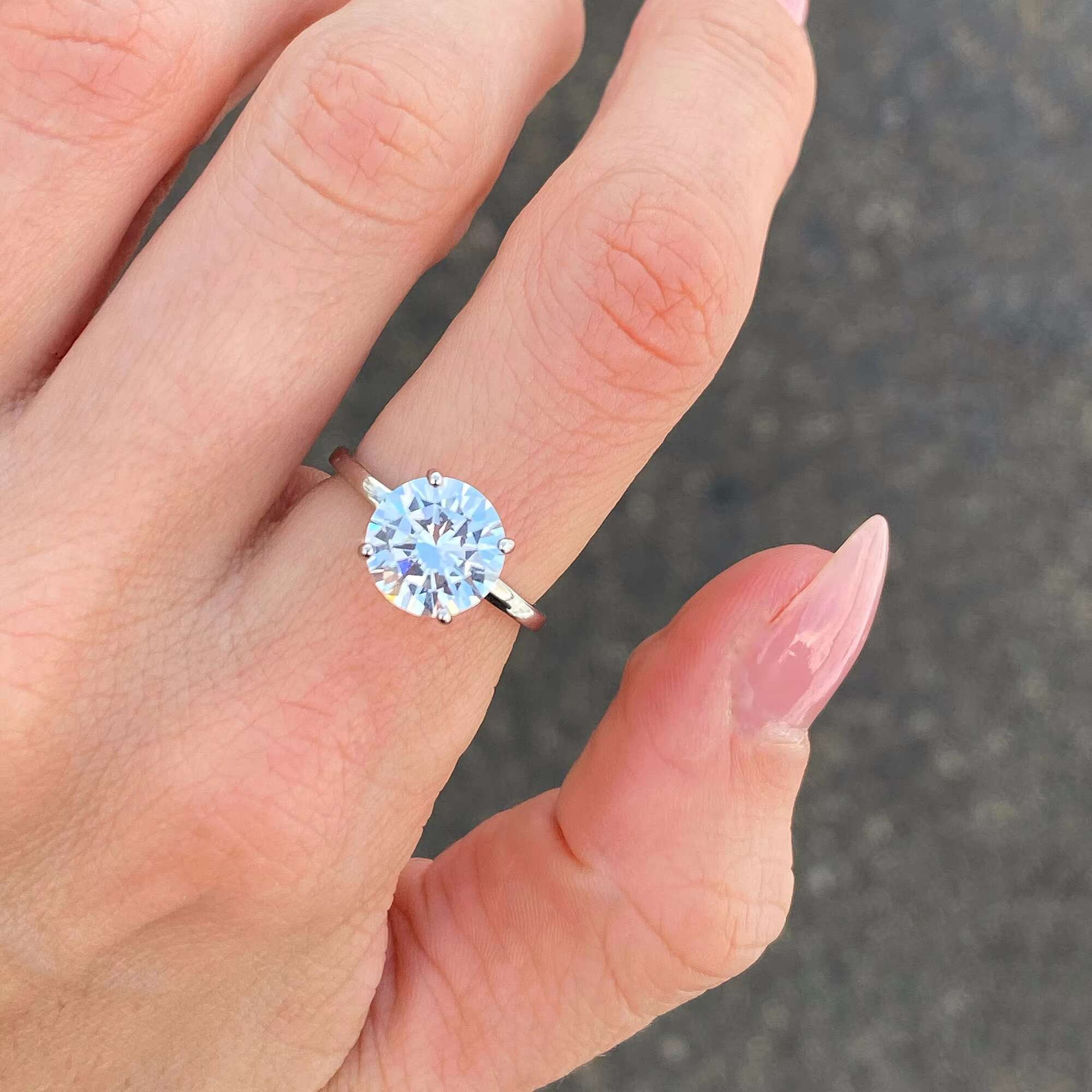 925 Sterling Silver Round Brilliant Cut Solitaire Diamond Ring Women Custom 3ct 5ct Moissanite Wedding Ring