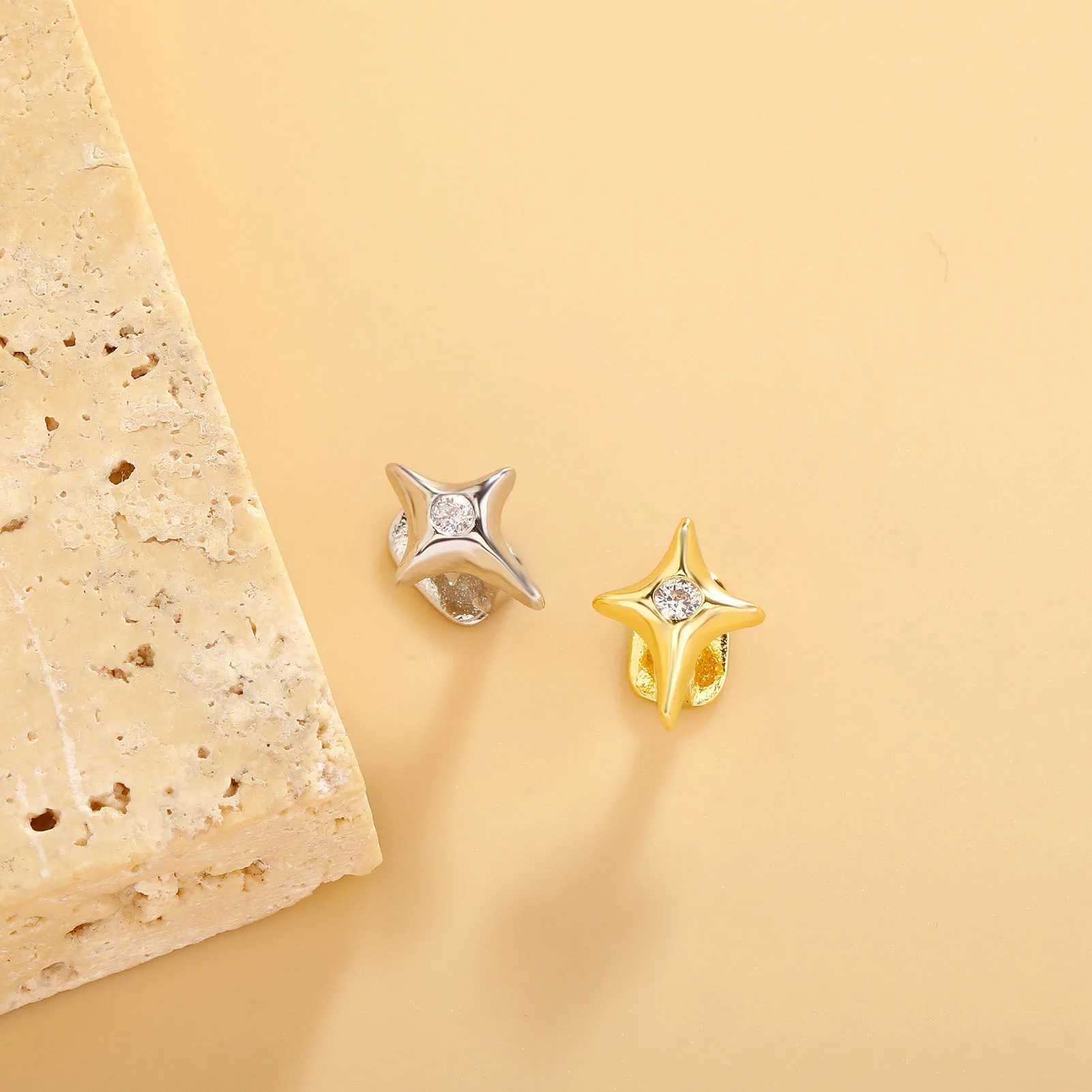 Hiphop Silver/Gold Plated Grillz Shining Crystal Star Grillz Punk Fashion Mens Dental Grills Halloween Party Decoration W250412