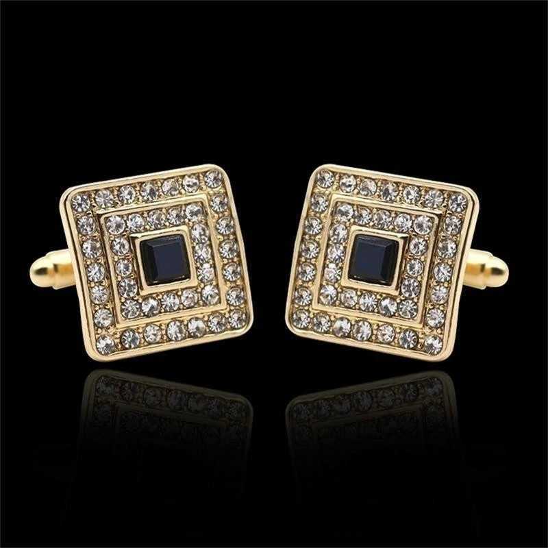 Square boys cufflinks high-quality rhinestones shiny cufflinks buttons jewelry French shirts mens clothing mens clothing accessoriesT250412