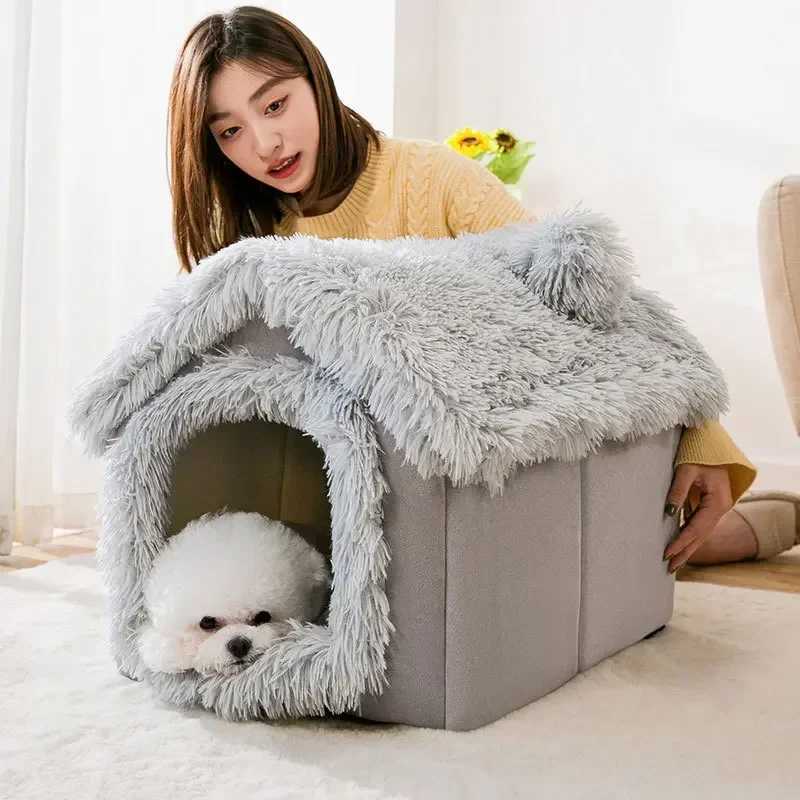 Foldable dog house dog house mattress is suitable for small and medium-sized dogs cats winter warm cat beds nest pet products basket pets and small do