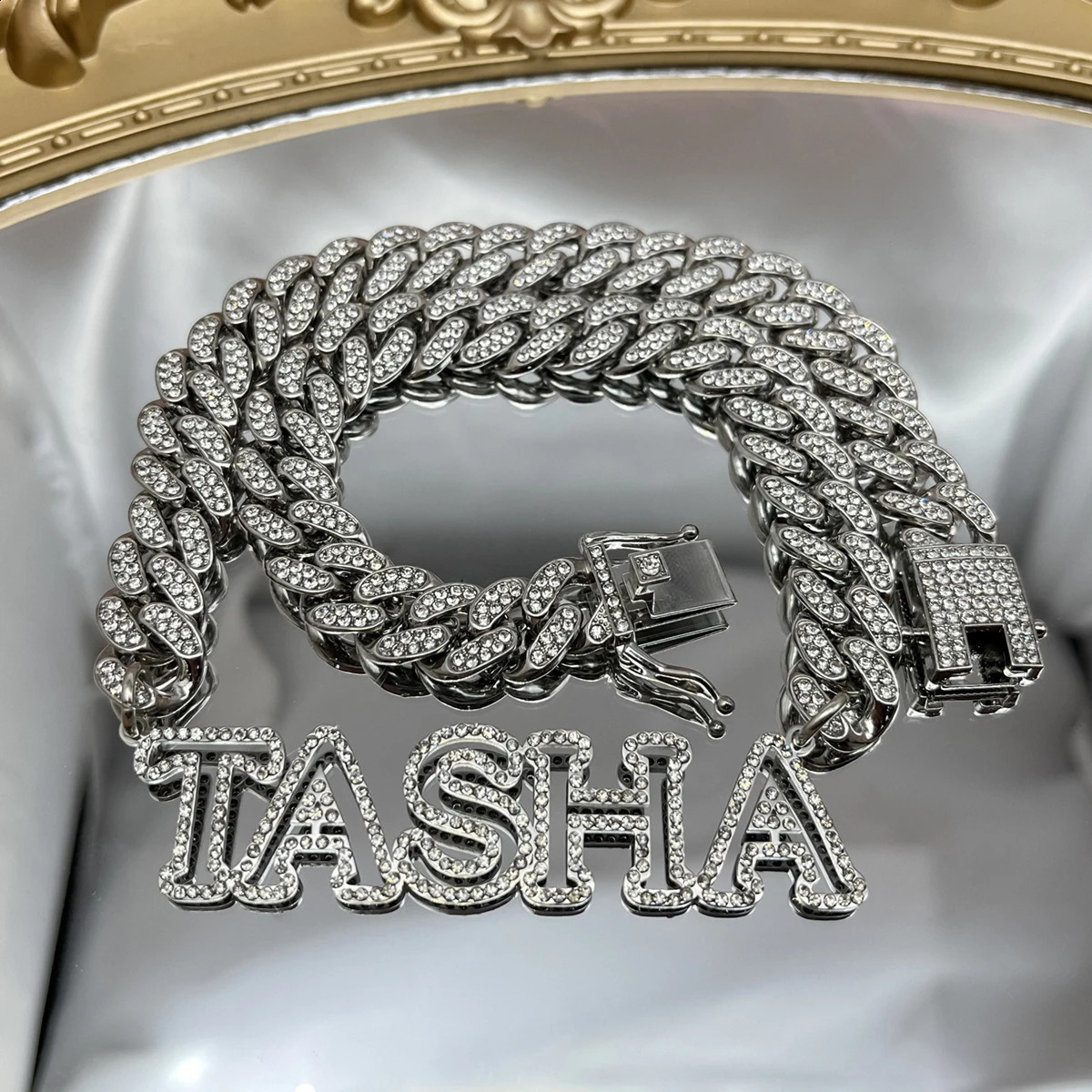 Customized Sparkling Name Necklace Zircon 12mm Miami Cuba Link 3D Hollow Pendant Mens Fathers Day Gift 250410