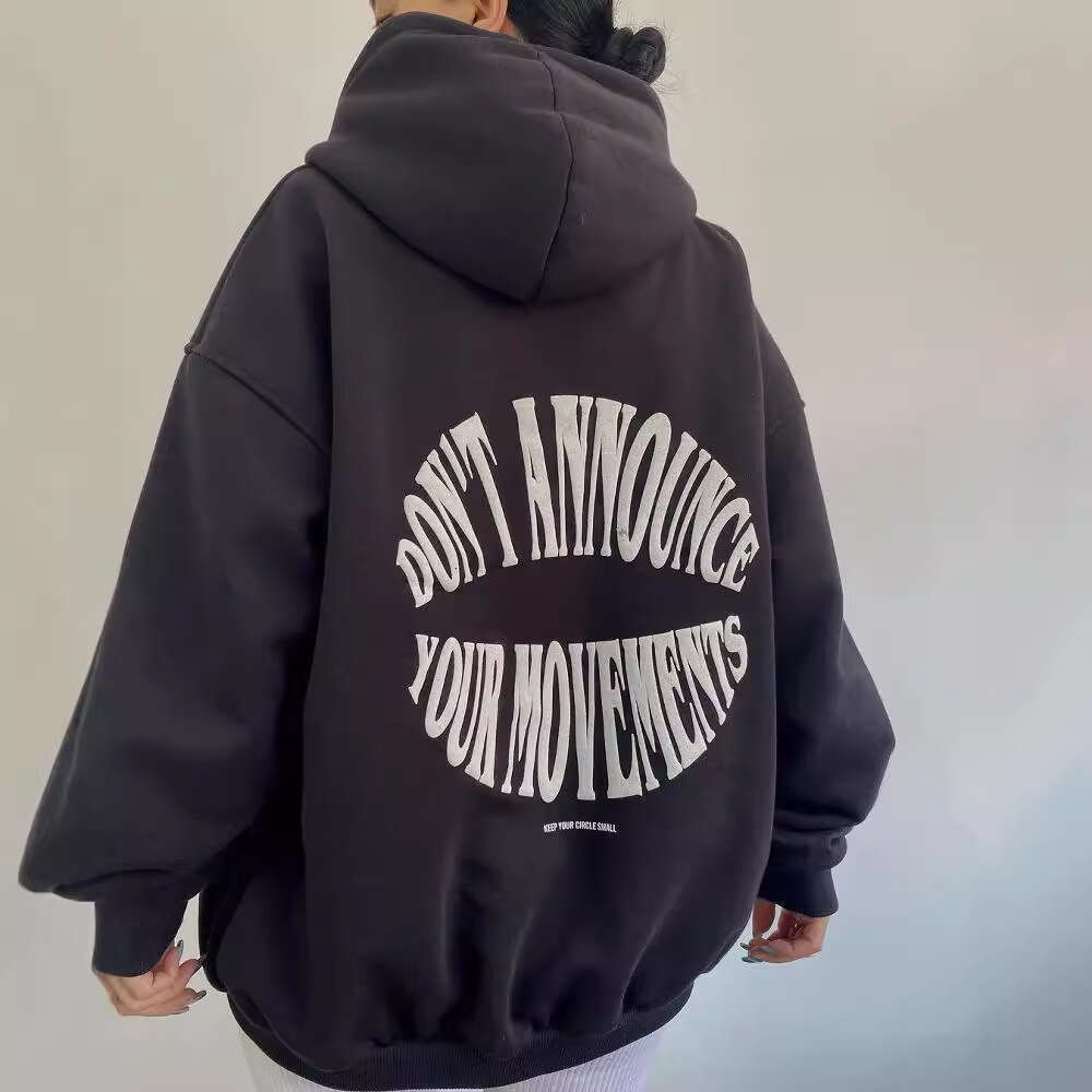 European and American women casual fashion letter printed versatile top long sleeved hooded sweatshirt for women