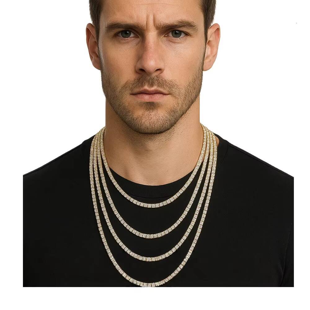 Factory Direct Price Iced Out 2mm 3mm 4mm 5mm 65mm VVS Silver 925 Hip Hop VVS Moissanite Lab Diamond Tennis Chain