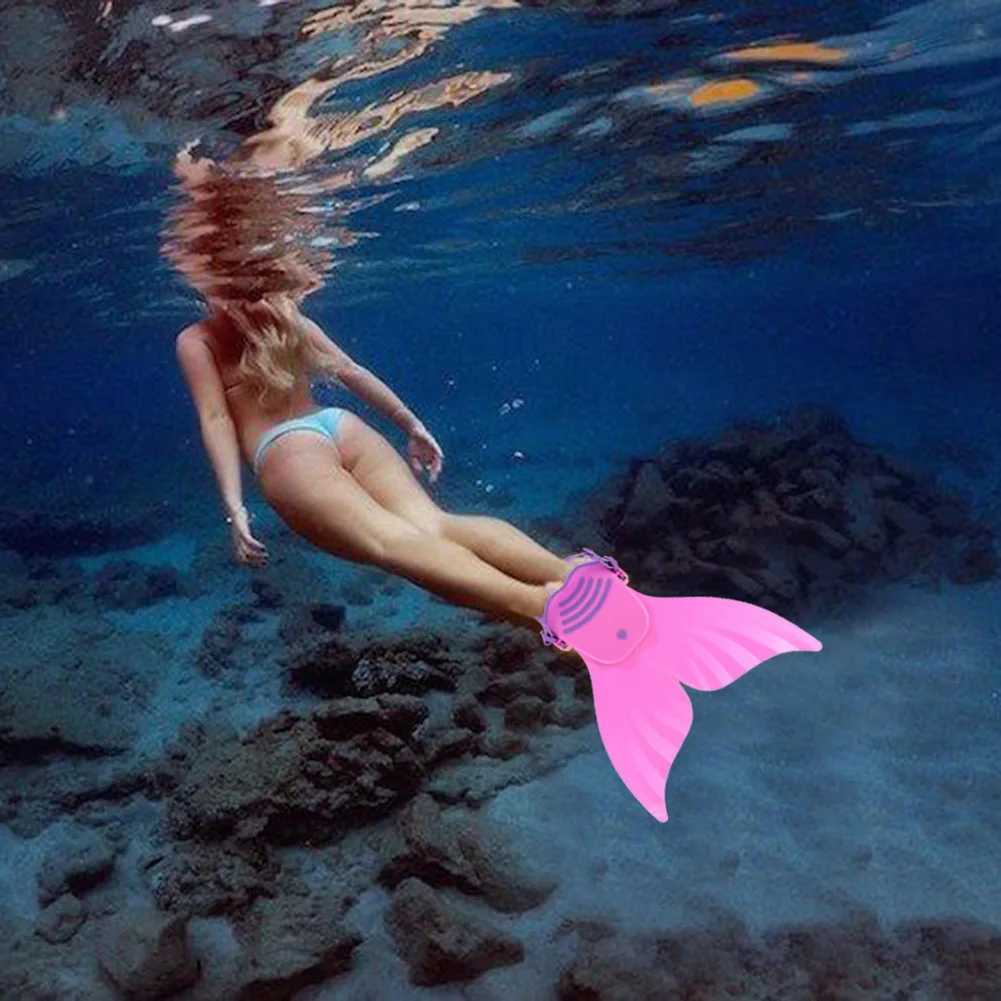 Childrens mermaid tail flip childrens silicone fin diving shoes swimming equipmentY250412