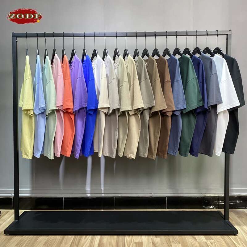 ZODF 2024 Spring Summer Men Solid 100% Cotton T-Shirts Unisex Women Loose 230Gsm Noshrink Basic T Shirt Brand Tops Hy0151