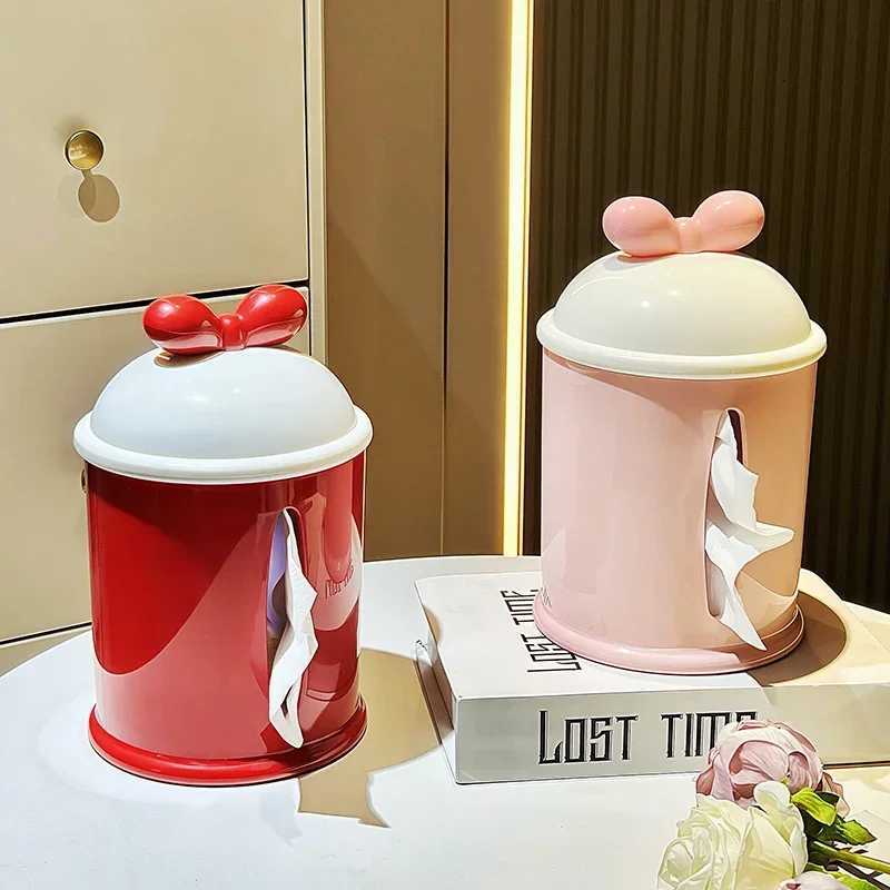 Bow paper towel storage box cute he napkin box living ro desktop creative decoration table storage box household items Y251112