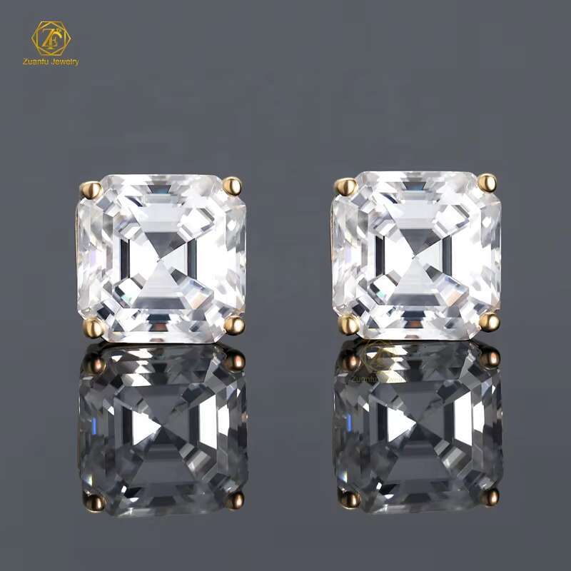 Fashion Jewelry Luxury Earrings Set Unisex 925 Sterling Silver VVS Asscher Cut Moissanite Diamond Stud Earring