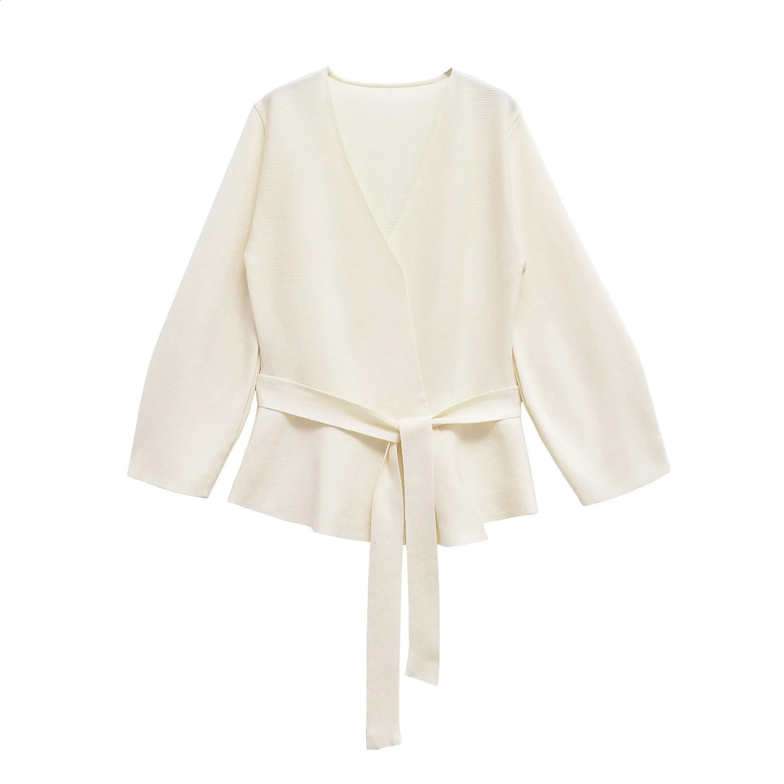 SpringAutumn 2025 Womens Coat Fashion Shoulder Pad with Knitted Jacket Retro Vneck Long Sleeve Versatile Set 250407
