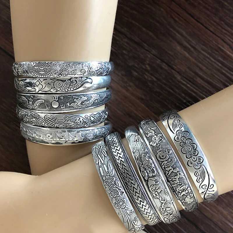 9styles Vintage Silver Bangles Bracelet Antique Tibetan Silver Bracelets For Women Tibetan Silver JewelryC250411
