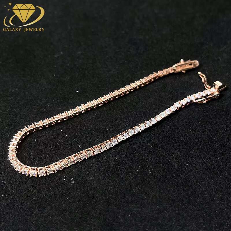 2MM Luxury Jewelry S925 D VVS Moissanite Diamond Chain GRA Certificat Tennis Bracelet Custom Lock for Men and Women