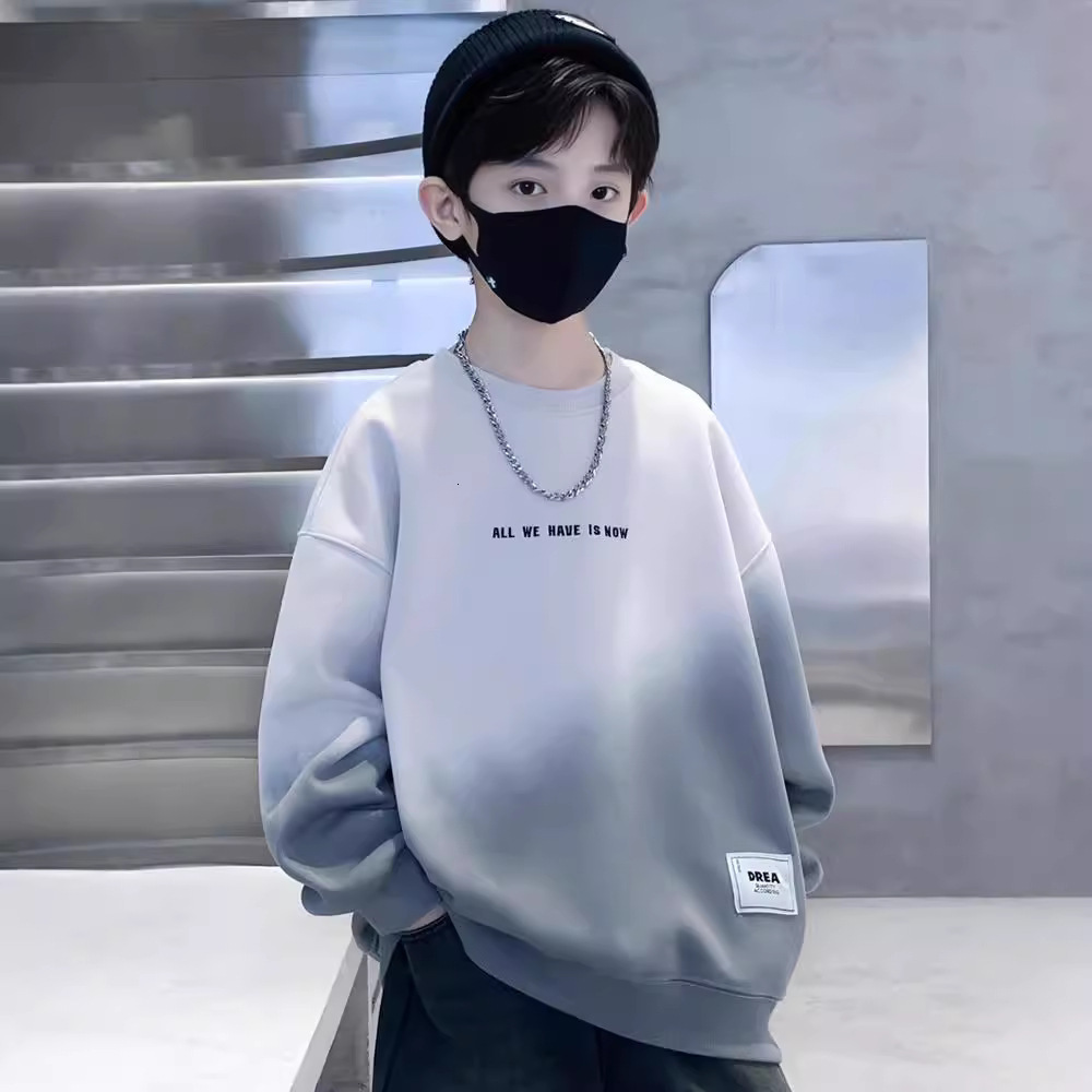 Ddmyshoesvip Boys Hoodie Spring New Style For Boys Middle Aged And Large Children Autumn Outfit Explosive Street Hooligan Handsome Long Sleeved Base S