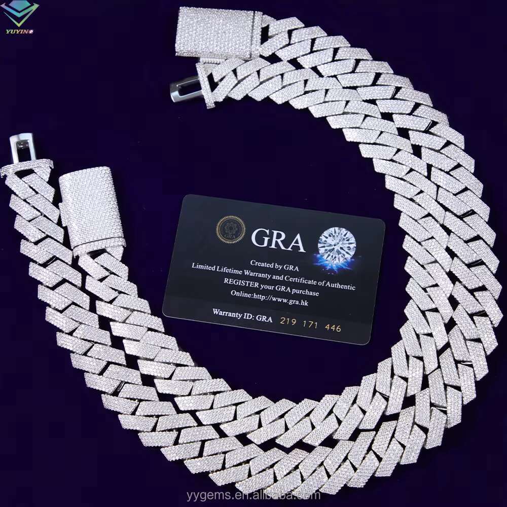 Hot Selling Heavy Weight Cuban Link Chain 20mm Wide S925 Silver Chain Hip Hop Necklace VVS Moissanite Cuban Chain Fine Jewelry