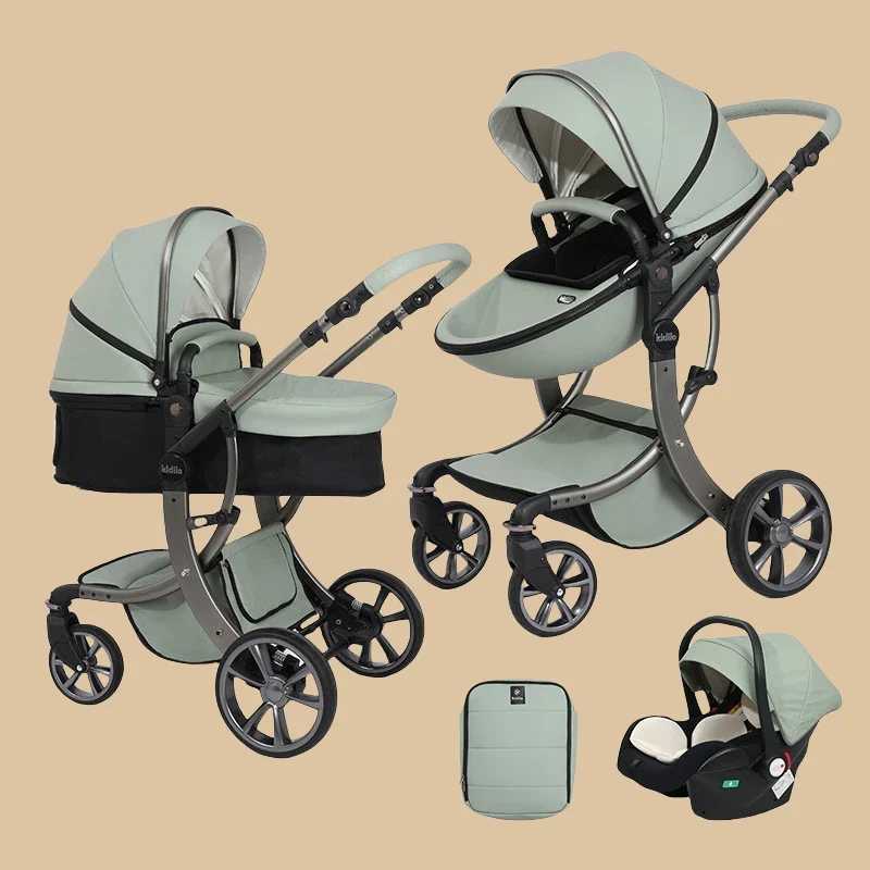 3-in-1 high field of view baby stroller with car seats luxury baby stroller two-way seats sitting and lying newborn baby stroller W250411