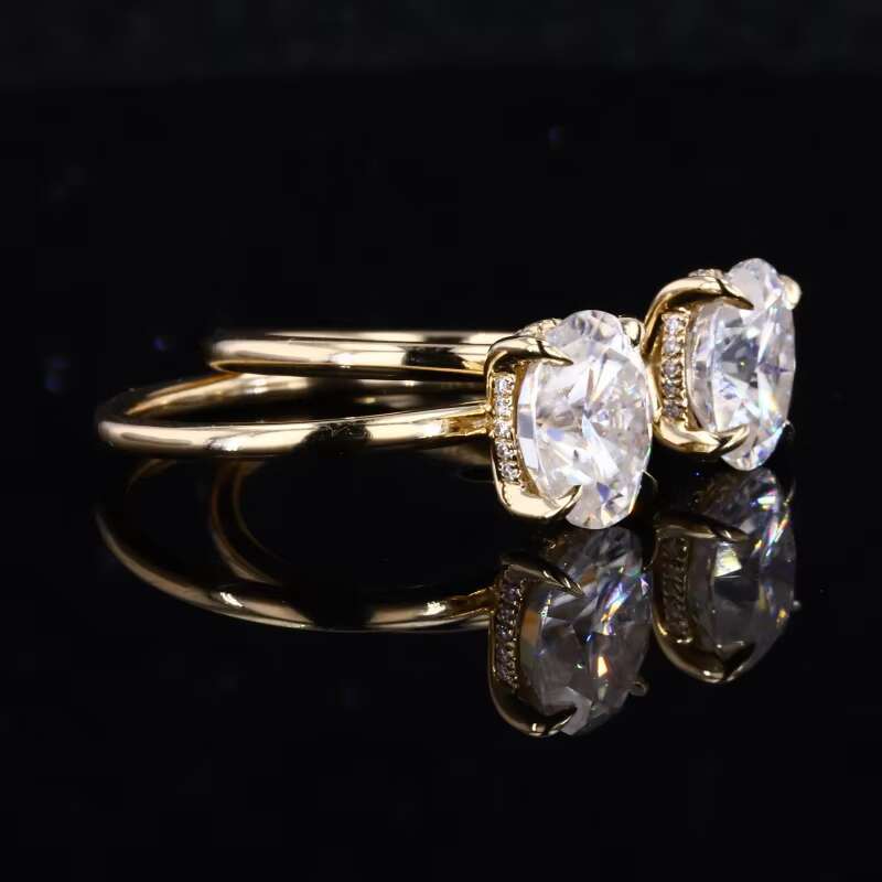 Starsgem Oval Brilliant Cut Moissanite and Lab Grown Diamond 14k 18k Gold Ring