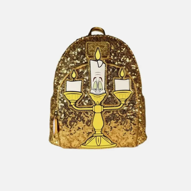 Disney New Loungefly Disney Beauty And The Beast Lumiere Sequin Mini Backpack Girl Gift X250412
