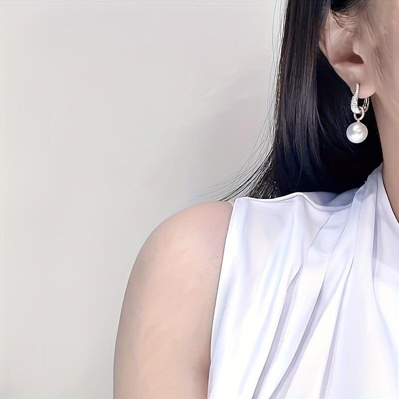 Elegant Pearl Drop Earrings with Dia Accents